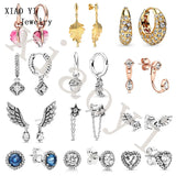 XIAOYI S925 Golden Leaf Angel Wing Love Wedding Earrings