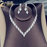 XIBOSS Bridal Necklace Set Rhinestone Chain Jewelry