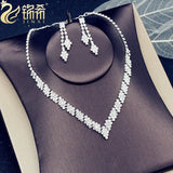XIBOSS Bridal Necklace Set Rhinestone Chain Jewelry