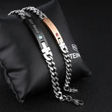 Customized Gemstone ID Couple Bracelet Titanium Steel Jewelry