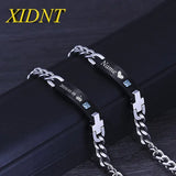 Customized Gemstone ID Couple Bracelet Titanium Steel Jewelry