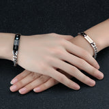 Customized Gemstone ID Couple Bracelet Titanium Steel Jewelry