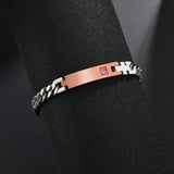 Customized Gemstone ID Couple Bracelet Titanium Steel Jewelry