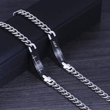 Customized Gemstone ID Couple Bracelet Titanium Steel Jewelry