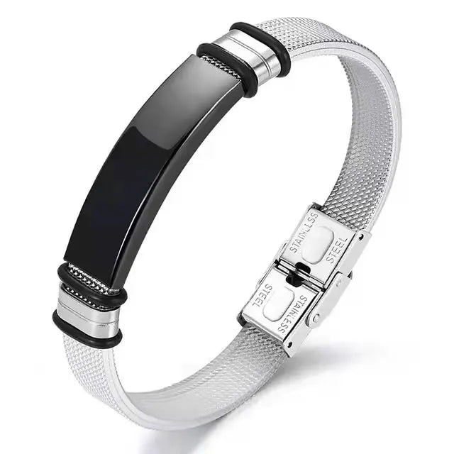Punk Name Lettering Logo Bracelet Stainless Steel Friendship Wristband
