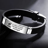Silver Engraved Silicone Bracelet Stainless Steel Personalized Custom