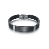 Silver Engraved Silicone Bracelet Stainless Steel Personalized Custom