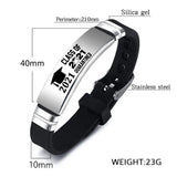 Silver Engraved Silicone Bracelet Stainless Steel Personalized Custom