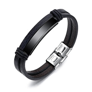 XIDNT Name Leather Stainless Steel Bracelet Personalized