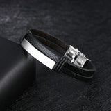 XIDNT Name Leather Stainless Steel Bracelet Personalized