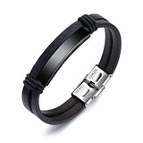 XIDNT Name Leather Stainless Steel Bracelet Personalized