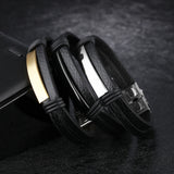 XIDNT Name Leather Stainless Steel Bracelet Personalized
