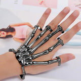 Steampunk Men Bracelet Gothic Hand Bone Skeleton Elasticity Adjustable