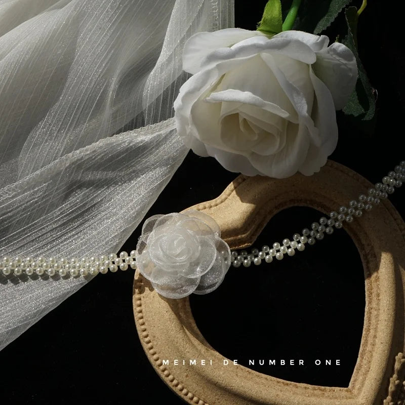 Girl Choker Flower Pearl Neck Short Clavicle Chain Women Fine Fairy Lovely Stude