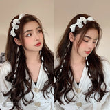 Fairy Rhinestones Ribbon Hair Hoop Women Double Ponytail