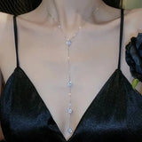 Y-shaped Rhinestones Tassel Pendant Necklace