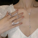 Y-shaped Rhinestones Tassel Pendant Necklace