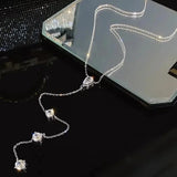 Y-shaped Rhinestones Tassel Pendant Necklace