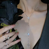 Y-shaped Rhinestones Tassel Pendant Necklace