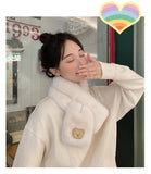 Winter Rabbit Fur Warm Scarf Sweet Bear Fleece