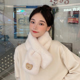 Winter Rabbit Fur Warm Scarf Sweet Bear Fleece