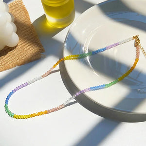 Rainbow Crystal Choker Short Necklace Sweet Girl Neck Chains