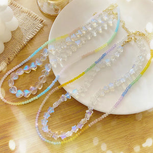 Rainbow Crystal Choker Short Necklace Sweet Girl Neck Chains