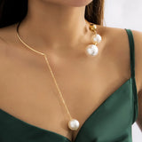 Personality Pearl Female Clavicle Chain Earring Set Party Women Necklace