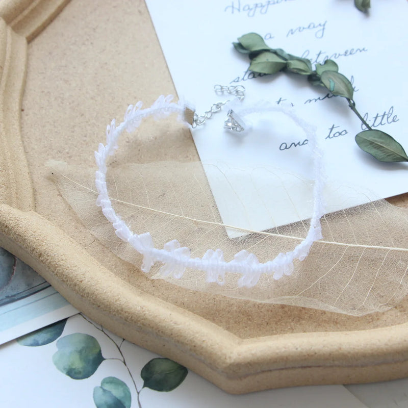 Playful Girl Lace Flowers Choker Sisters Party Hollow Heart Necklace