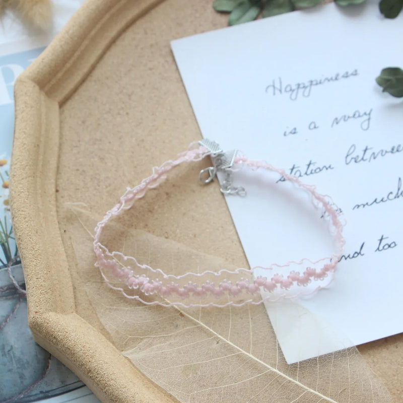 Sweet Girl Lace Choker Pearl Necklace Party