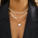 Silver Pearl Chain Necklace for Women Statement Jewelry