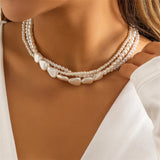 Silver Pearl Chain Necklace for Women Statement Jewelry