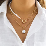 Silver Pearl Chain Necklace for Women Statement Jewelry