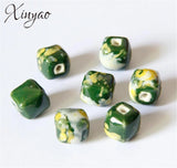10Pcs/13mm Glazed Ceramic Beads Charms Big Hole Diy Jewelry Making Material