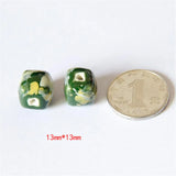 10Pcs/13mm Glazed Ceramic Beads Charms Big Hole Diy Jewelry Making Material