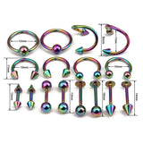 16pcs Surgical Steel Nose Rings Body Piercing For Women Punk Earring Stud Hoops