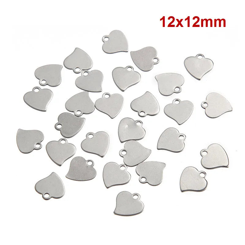 20Pcs Tiny Heart Pendant Silver Stainless Steel Love Charms DIY Jewelry Making