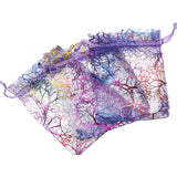 25pcs Coral Pattern Organza Drawstring Pouches Wedding Party Candy Jewelry Bags