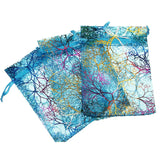 25pcs Coral Pattern Organza Drawstring Pouches Wedding Party Candy Jewelry Bags