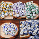 50pcs 10mm Large Hole Ceramic Beads Flower Porcelain DIY Jewelry Making