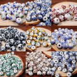 50pcs 10mm Large Hole Ceramic Beads Flower Porcelain DIY Jewelry Making