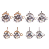 50pcs CZ Zircon Stud Earrings 6/8mm Copper Rhodium Loop Findings