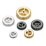 5Pcs Micro Pave CZ Wheel Spacer Beads 1mm Hole Loose Beads For DIY Jewelry