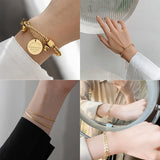 316L Stainless Steel 2 Layer Bead Geometric Bracelet For Women Party Jewelry