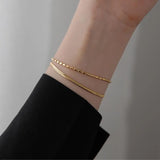 316L Stainless Steel 2 Layer Bead Geometric Bracelet For Women Party Jewelry