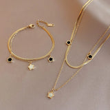 316L Stainless Steel 2 Layer Enamel Star Pendant Necklace For Women