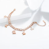 316L Stainless Steel 2 Layer Butterfly Bracelets Thick Chain For Women