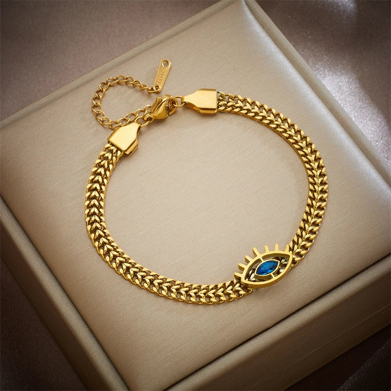 316L Stainless Steel Bracelet with Hollow Eye Pendant Summer Jewelry