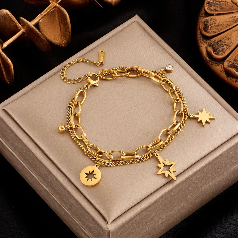 316L Stainless Steel Bracelet Star Pendant for Women Vintage Trends
