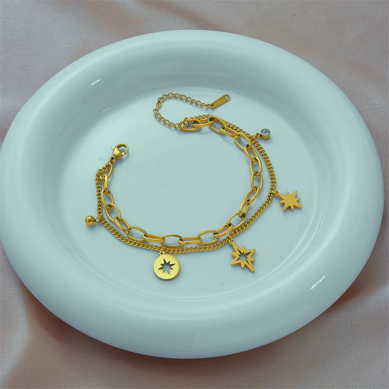 316L Stainless Steel Bracelet Star Pendant for Women Vintage Trends